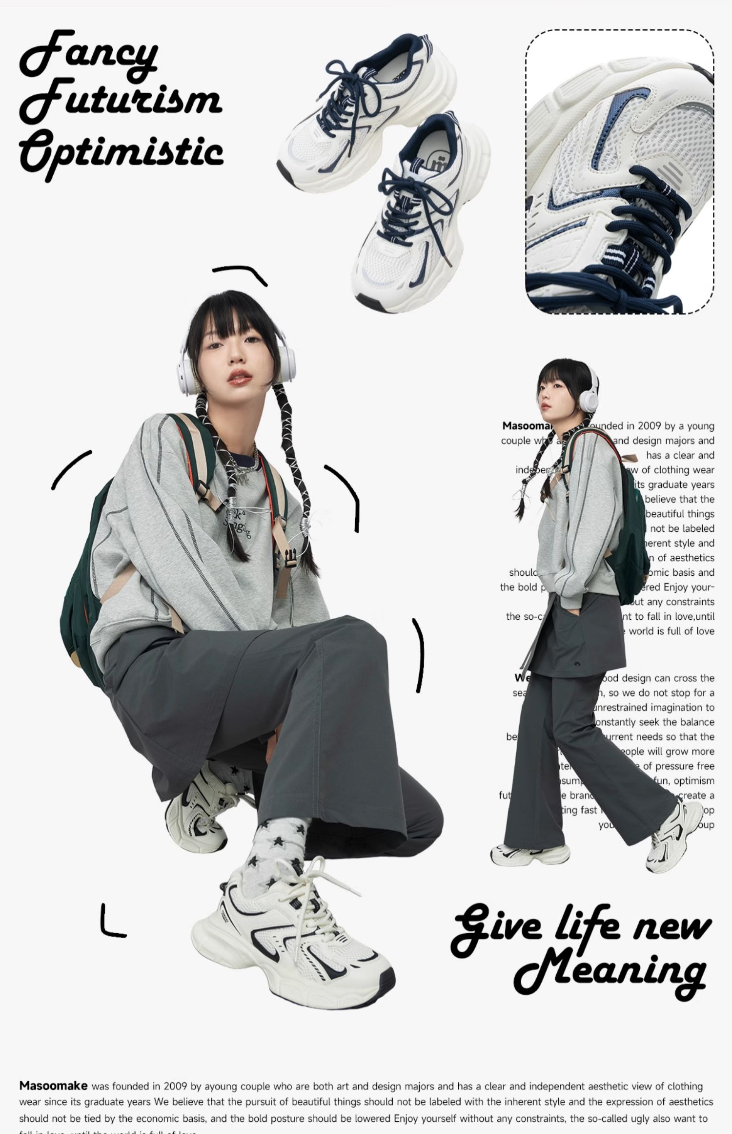 Giày Chunky Sneaker MASOOMAKE 2024 White Panda
