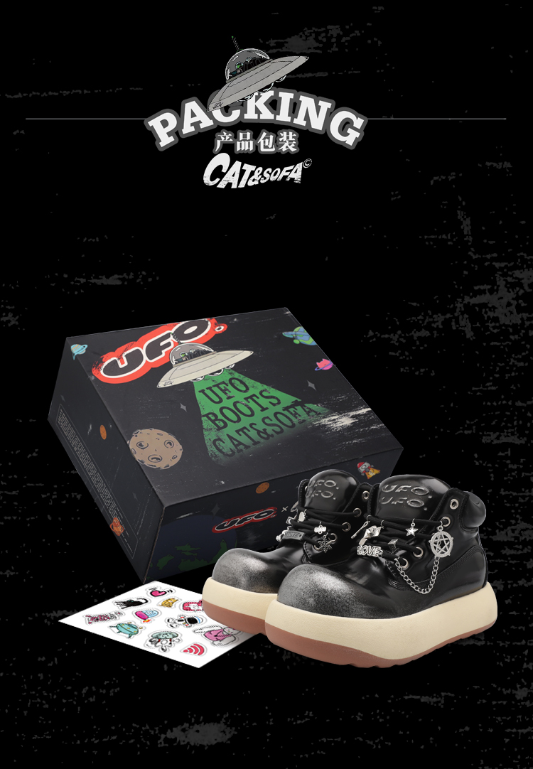 Giày Cat & Sofa UFO Boots Black Gum Silver