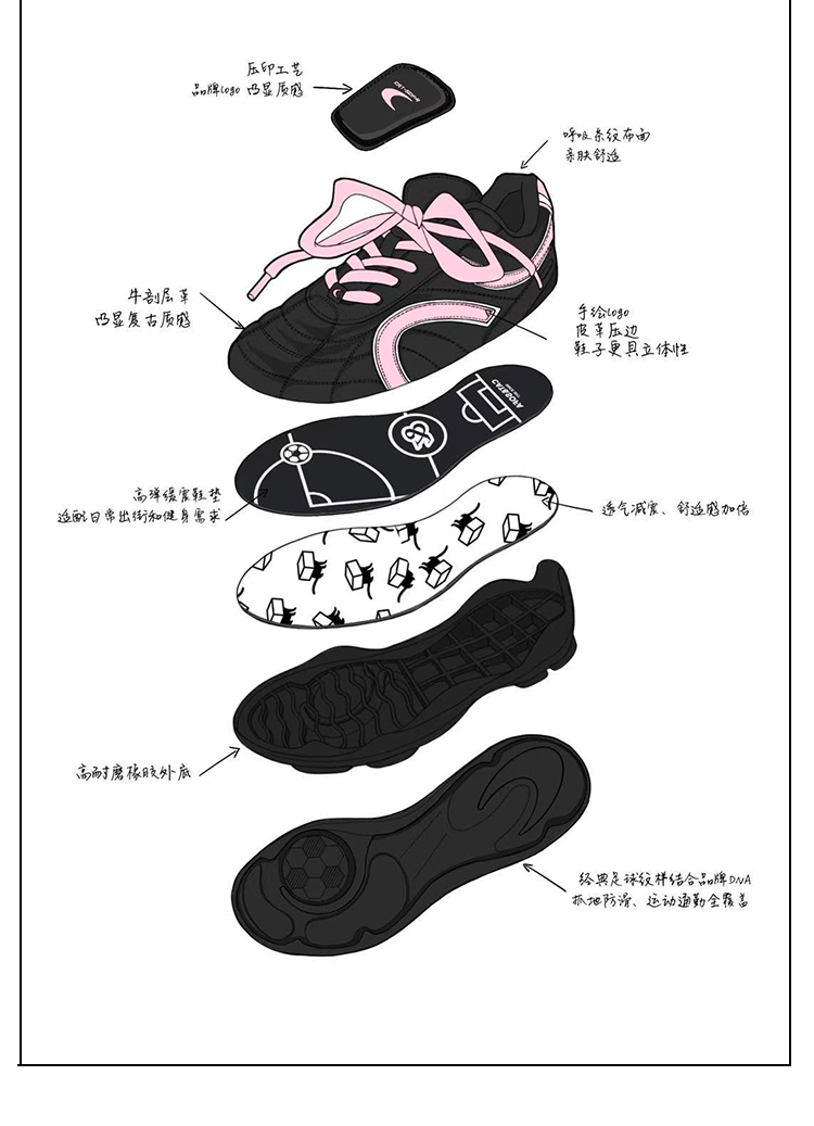 Giày Cat & Sofa Football Black Pink