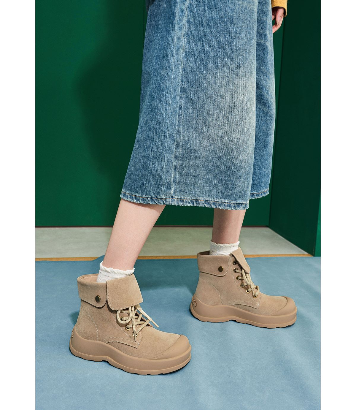 Giày MASOOMAKE Leather Big Head Boots Khaki