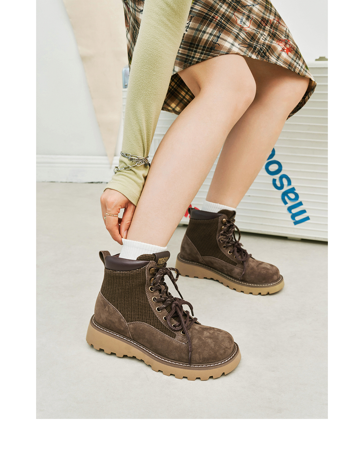 Giày MASOOMAKE Classic Martin Boots Bear Brown