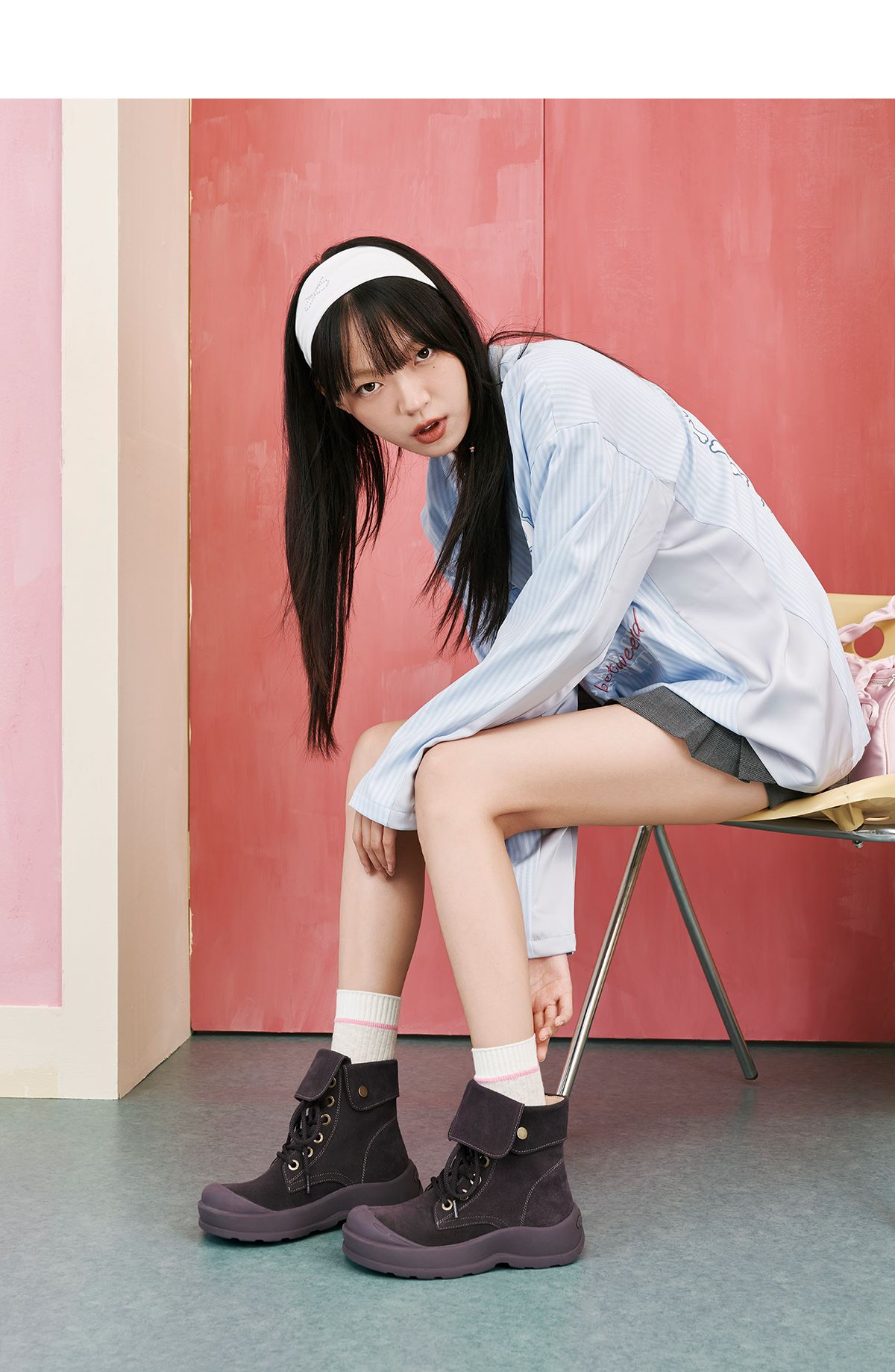 Giày MASOOMAKE Leather Big Head Boots Raspberry