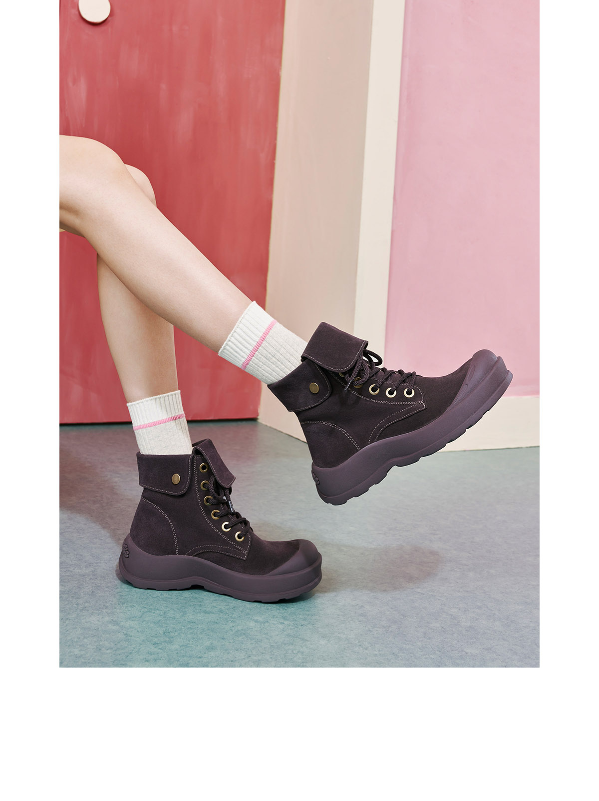 Giày MASOOMAKE Leather Big Head Boots Raspberry