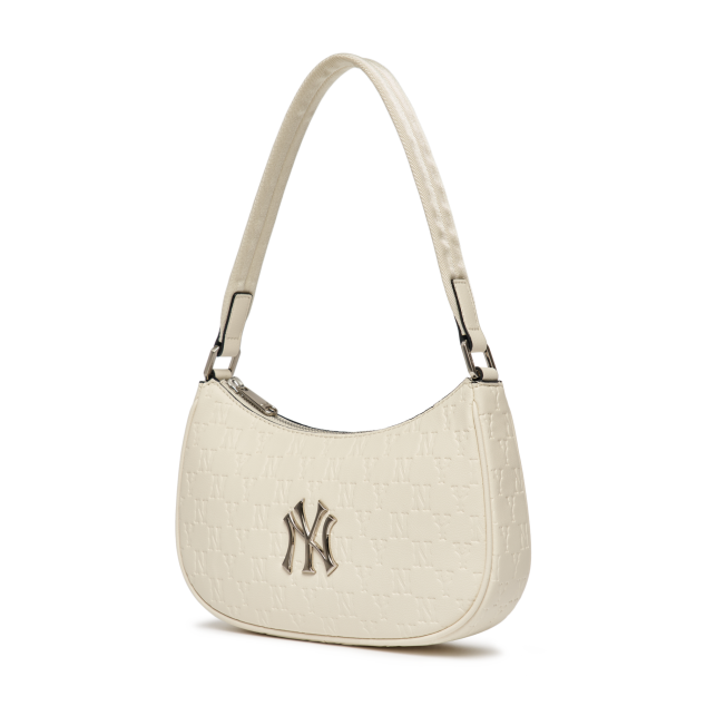 Túi MLB Classic Monogram Embossed Hobo Bag New York Yankees White