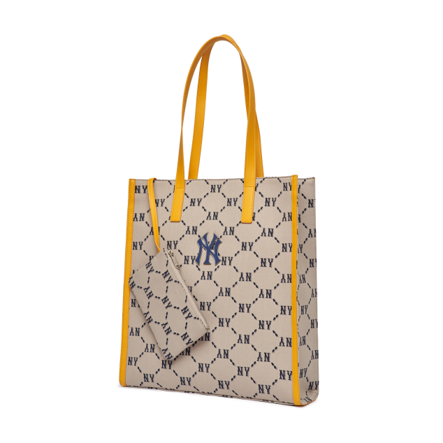 Túi MLB Diamond Monogram Jacquard Tote Bag New York Yankees Beige