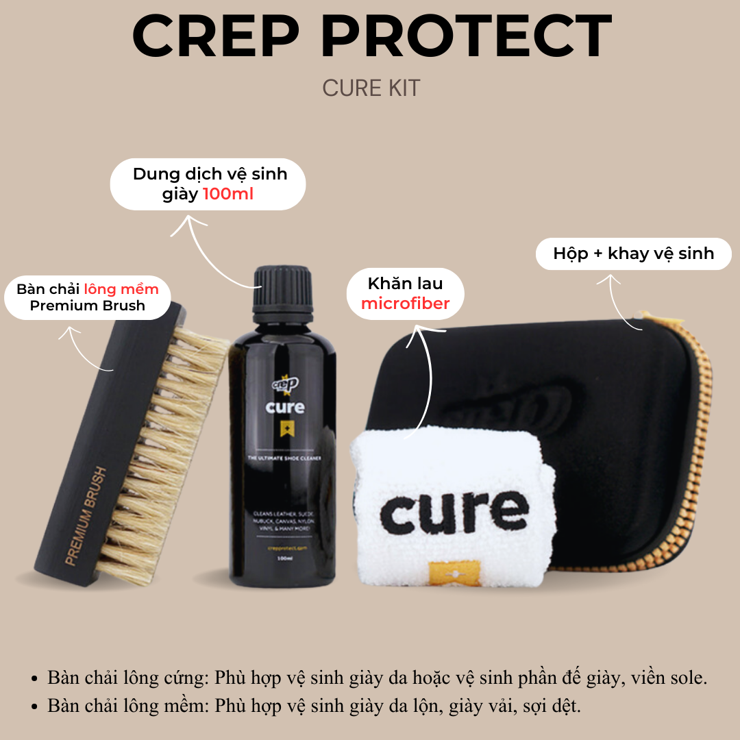 Bộ Vệ Sinh Giày Cao Cấp Crep Protect Cure Kit 100ml