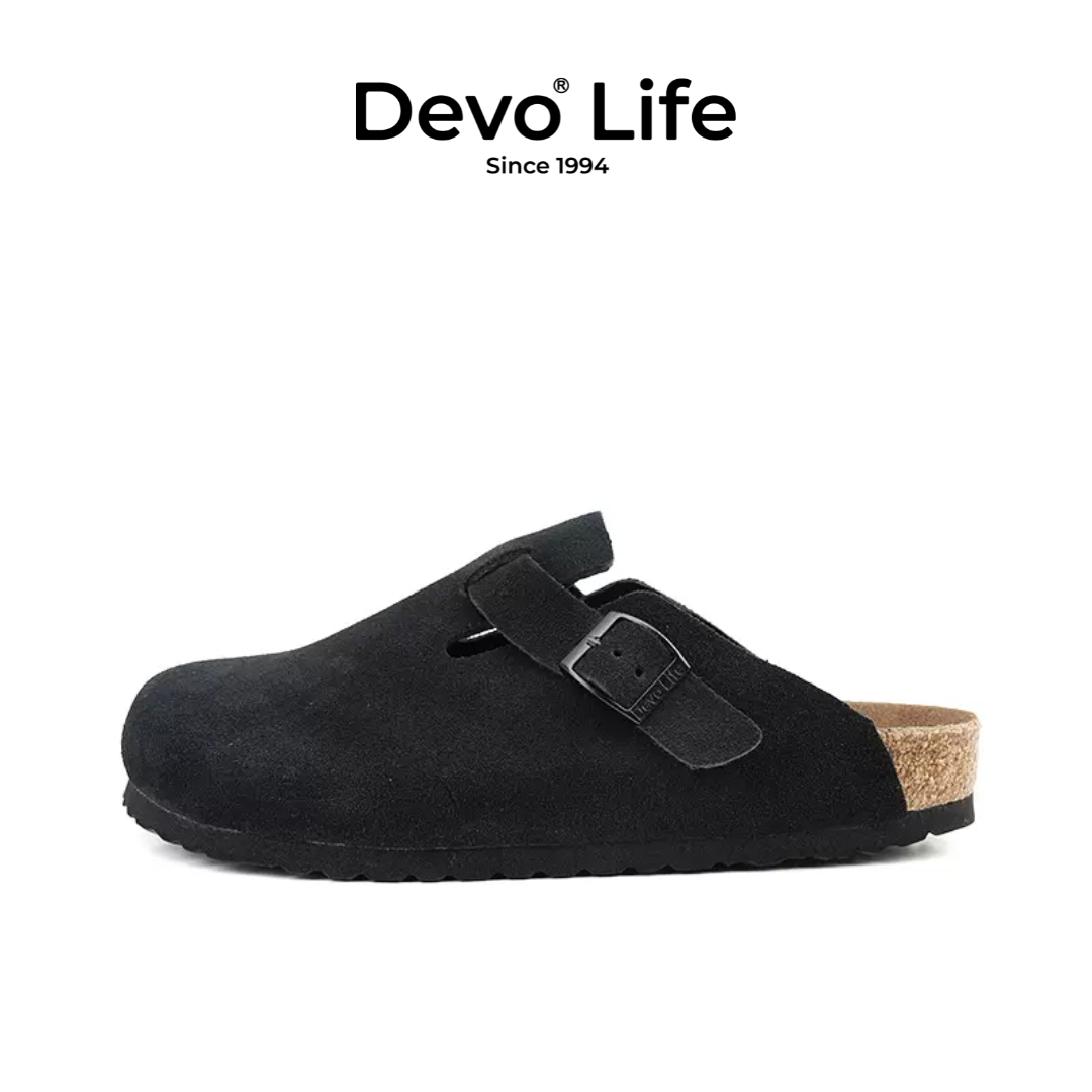 Dép Devo Life Boston Clogs Suede Leather
