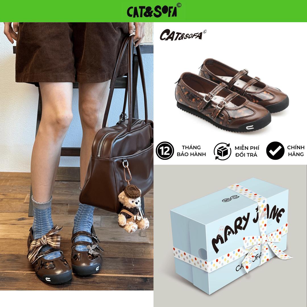 Giày Cat & Sofa Mary Jane Brown Leopard