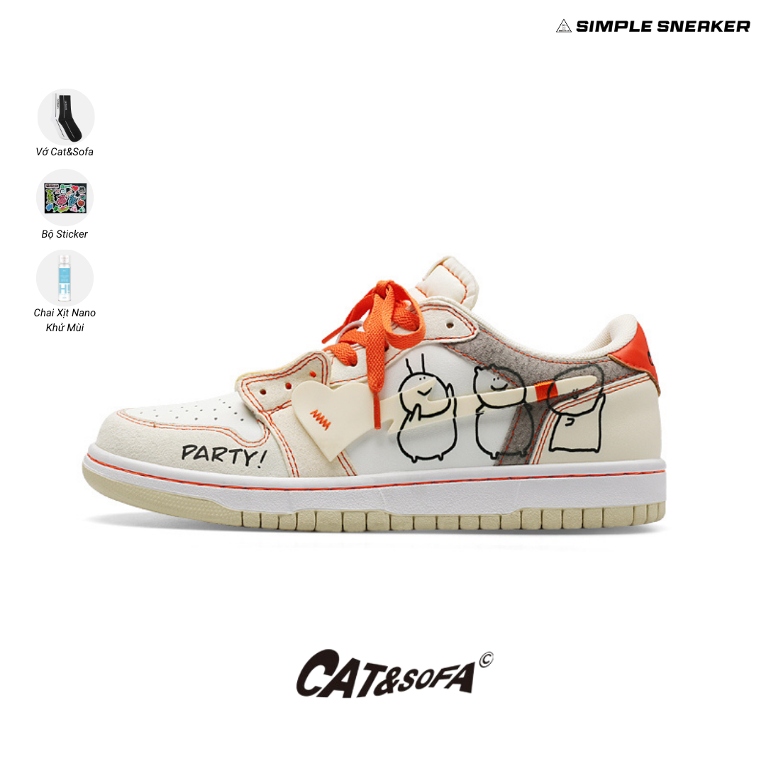 Giày Cat & Sofa Dunk Party White Orange