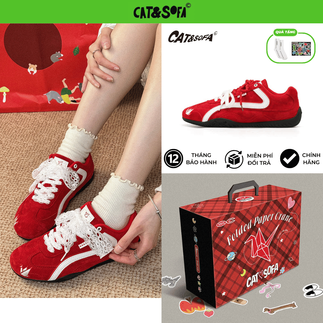 Giày Cat & Sofa Emoji Hạc Giấy Đỏ