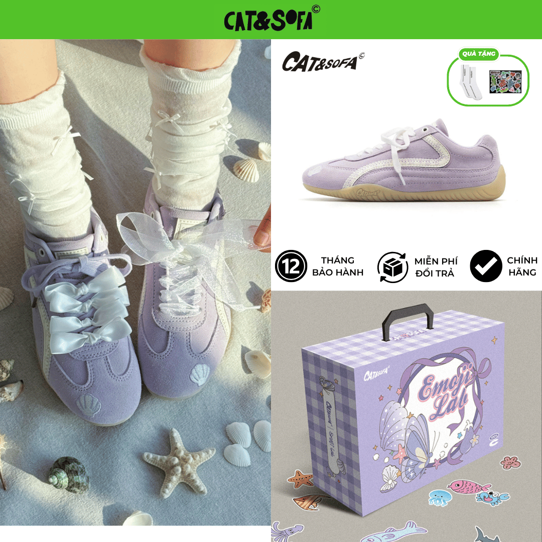 Giày Cat & Sofa Emoji Sò Tím