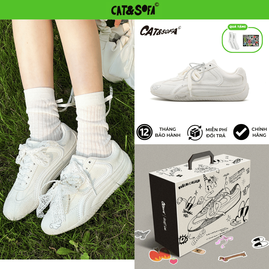 Giày Cat & Sofa Emoji White Angel