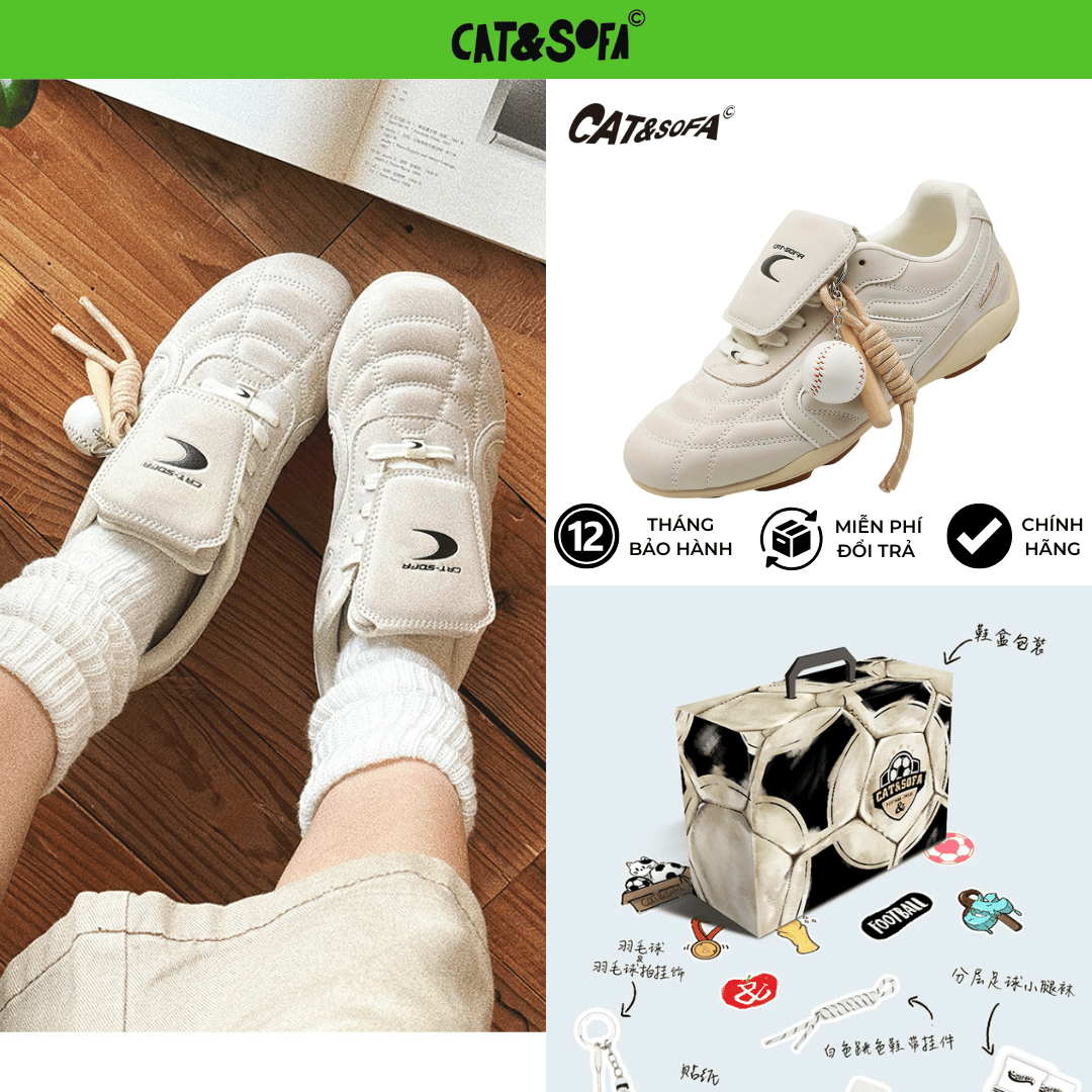 Giày Cat & Sofa Football Cream White