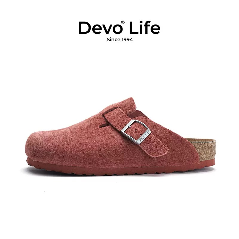 Dép Devo Life Boston Clogs Suede Leather