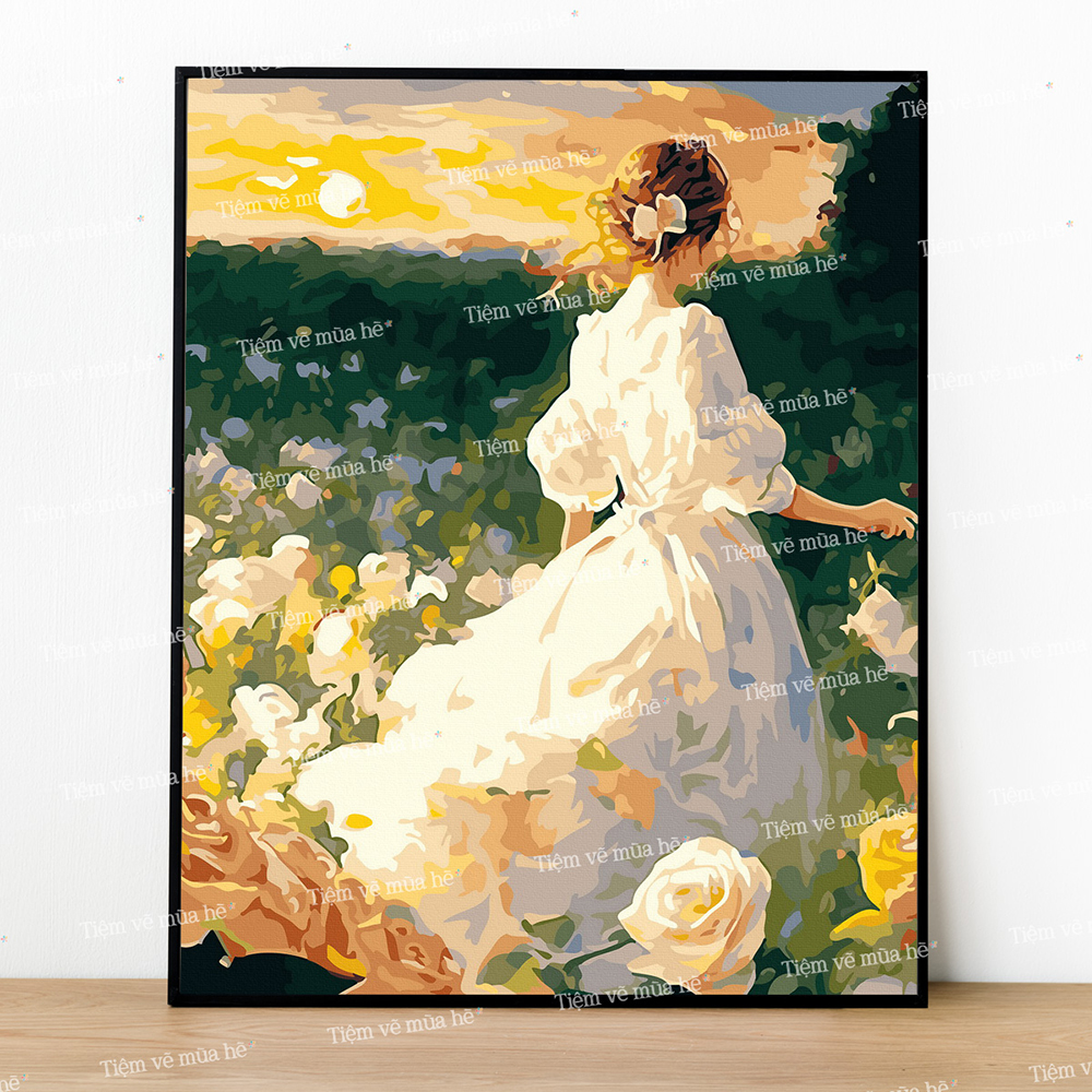 Tranh số hóa Đồi hoa hồng đã căng khung 40x50cm