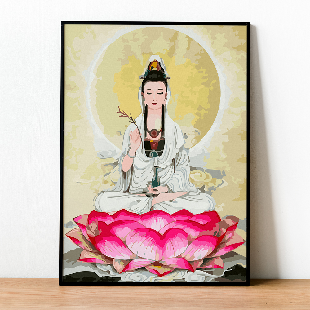 Tranh số hóa Đại Bi Quan Âm đã căng khung 40x50cm