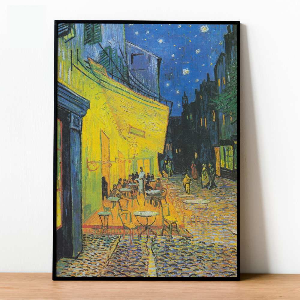 Tranh số hóa - Cà phê vỉa hè trong đêm Van Gogh đã căng khung 40x50cm 21 màu