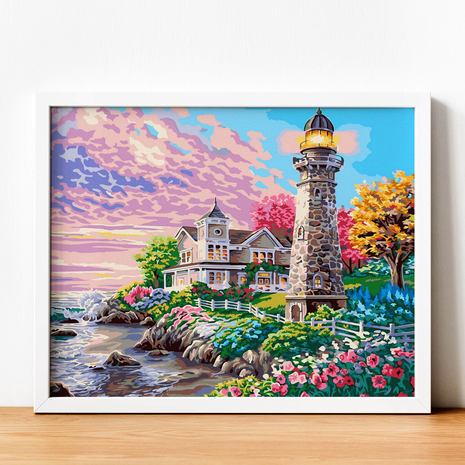 Tranh số hóa Hải đăng rực rỡ đã căng khung 40x50cm