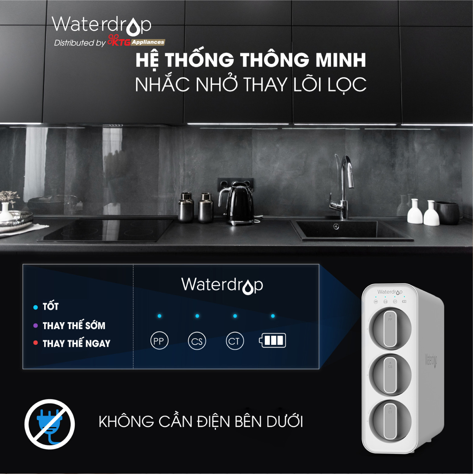 Máy lọc nước không RO Waterdrop WD-TSC-W