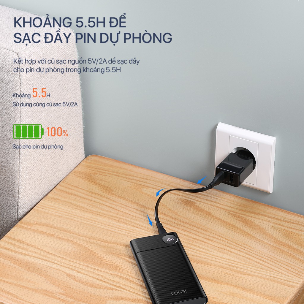 Pin Sạc dự phòng ROBOT RT190 10000mAh