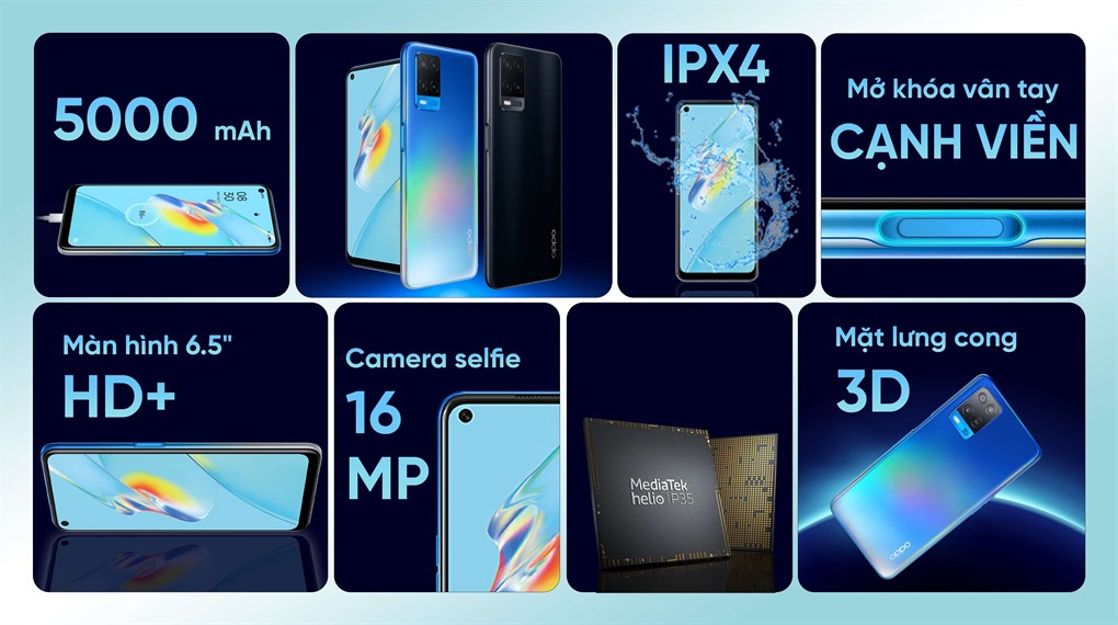 Điện thoại OPPO A54 4/128GB (Xanh Dương, Đen)