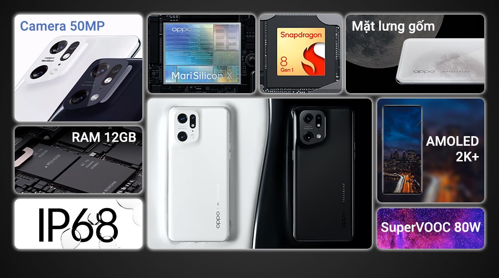 Điện thoại OPPO Find X5 Pro 5G 12/256GB (Đen, Trắng)