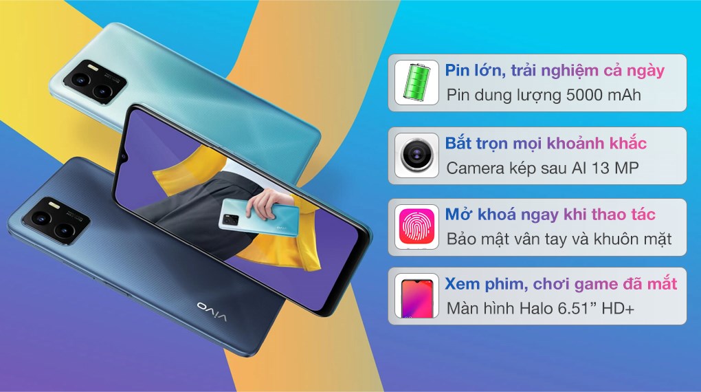 Điện thoại Vivo Y15a (Trắng-Xanh, Xanh Đen)