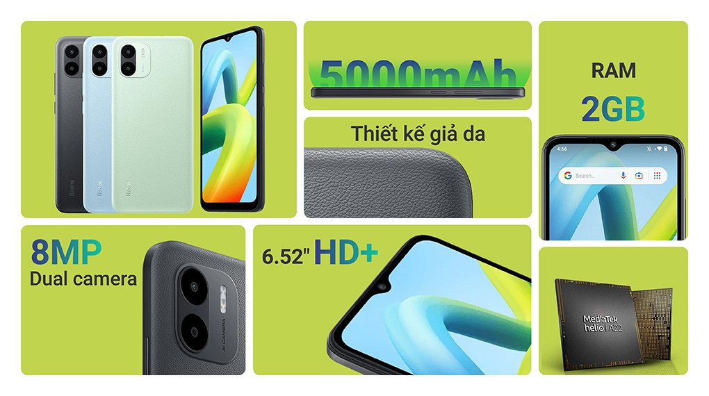 Điện thoại Xiaomi Redmi A1 2/32GB ( Xanh Dương, Đen, Xanh Lá)