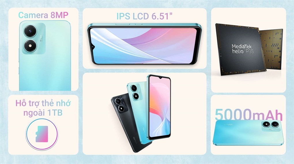 Điện thoại Vivo Y02s 64GB ( Xanh, Đen )