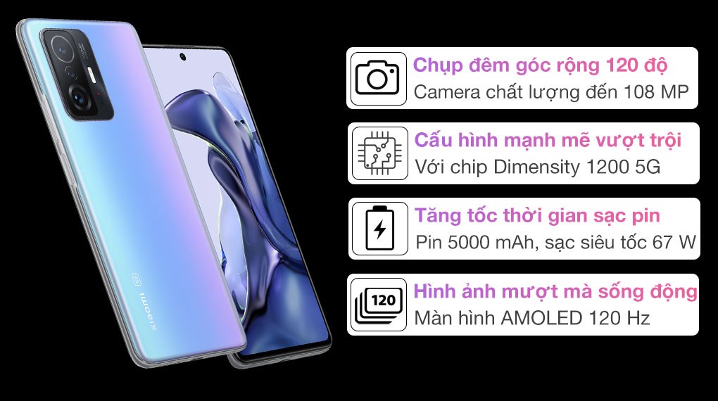 Điện thoại Xiaomi 11T 5G 256GB (Trắng, Xám, Xanh Dương)