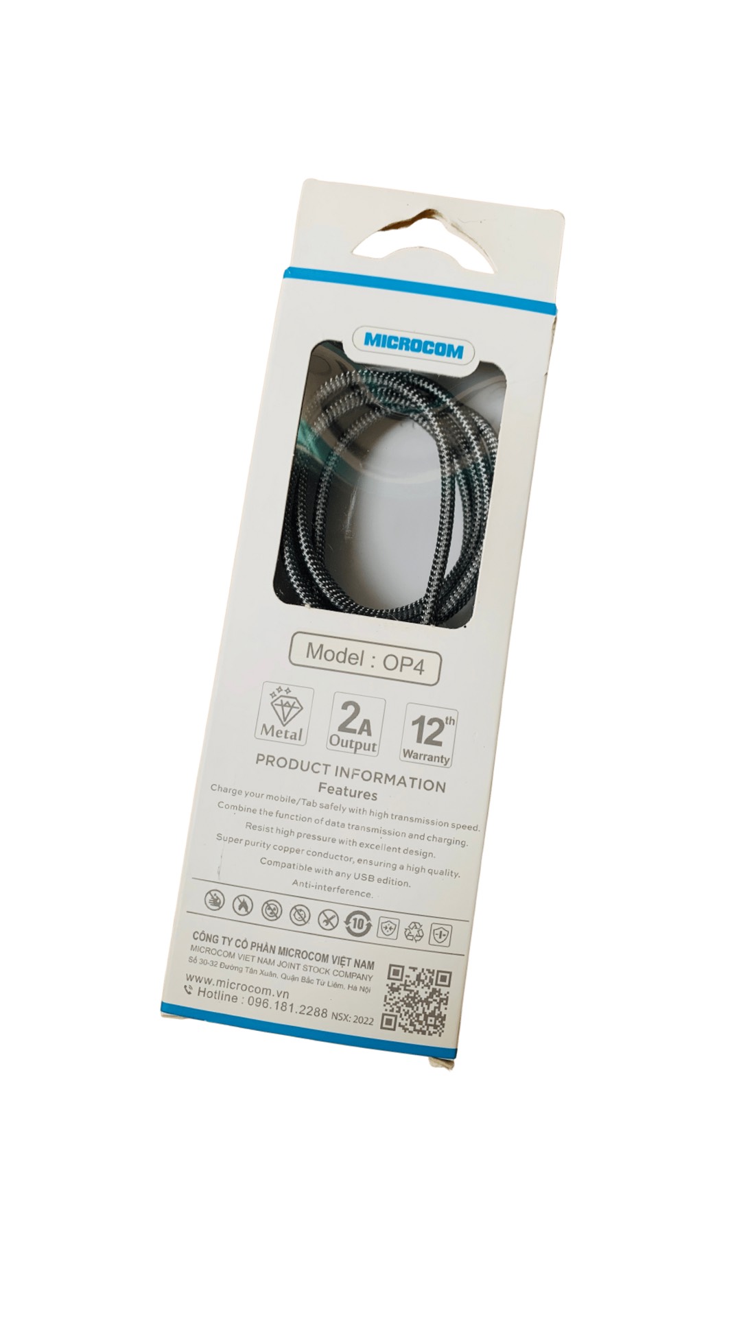 Dây Sạc MICROCOM  Micro USB 1M chống đứt đèn led (Model: OP4)