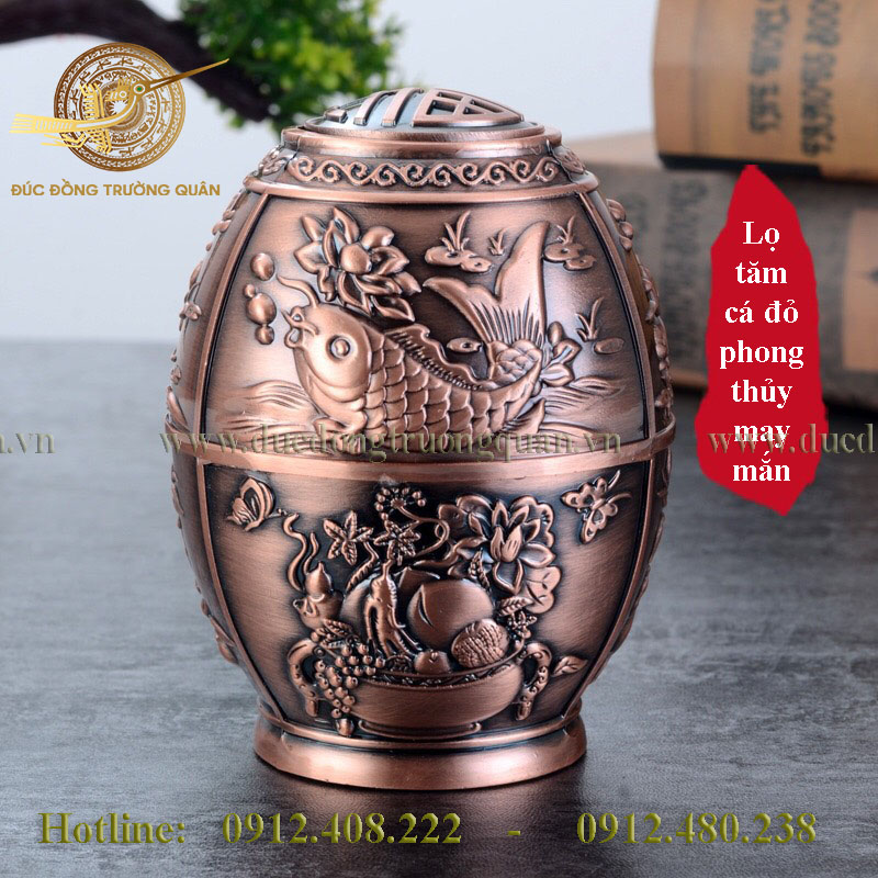 Lọ tăm đồng cá đỏ may mắn