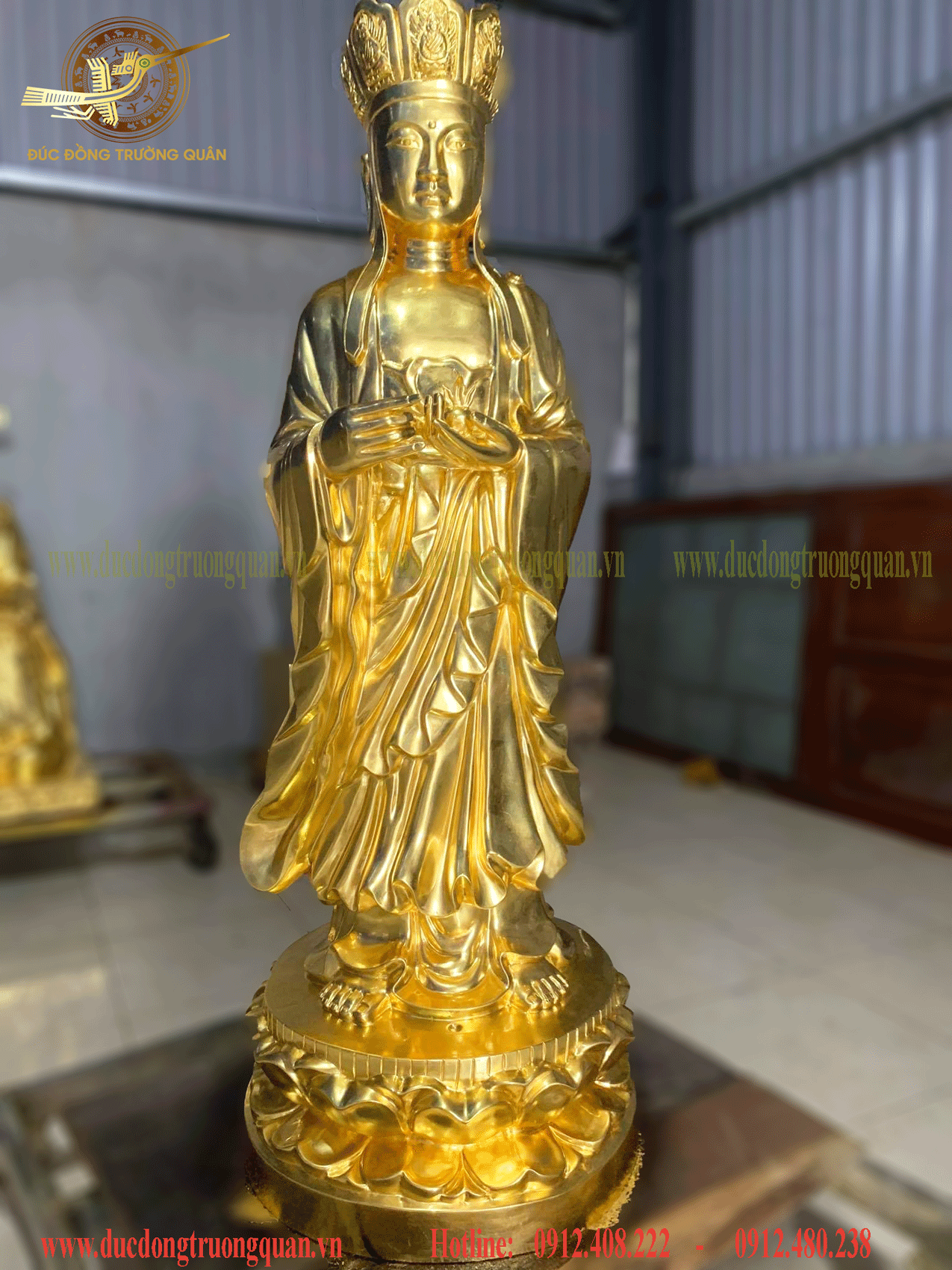 Đúc tượng Bồ Tát Quán Thế Âm - dát vàng 9999