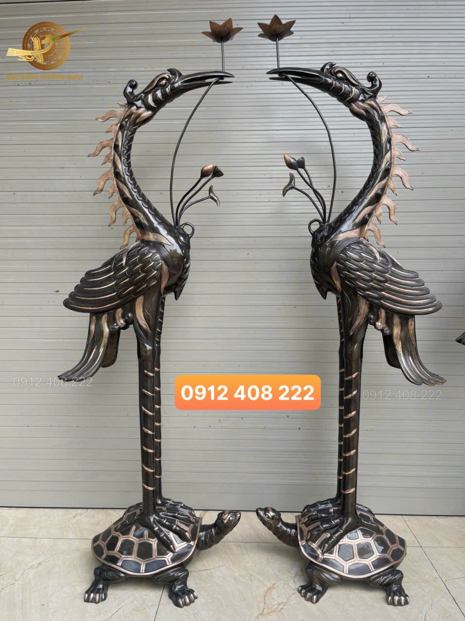 Đôi Hạc Cánh Tiên Bằng Đồng Đỏ cao 1m97