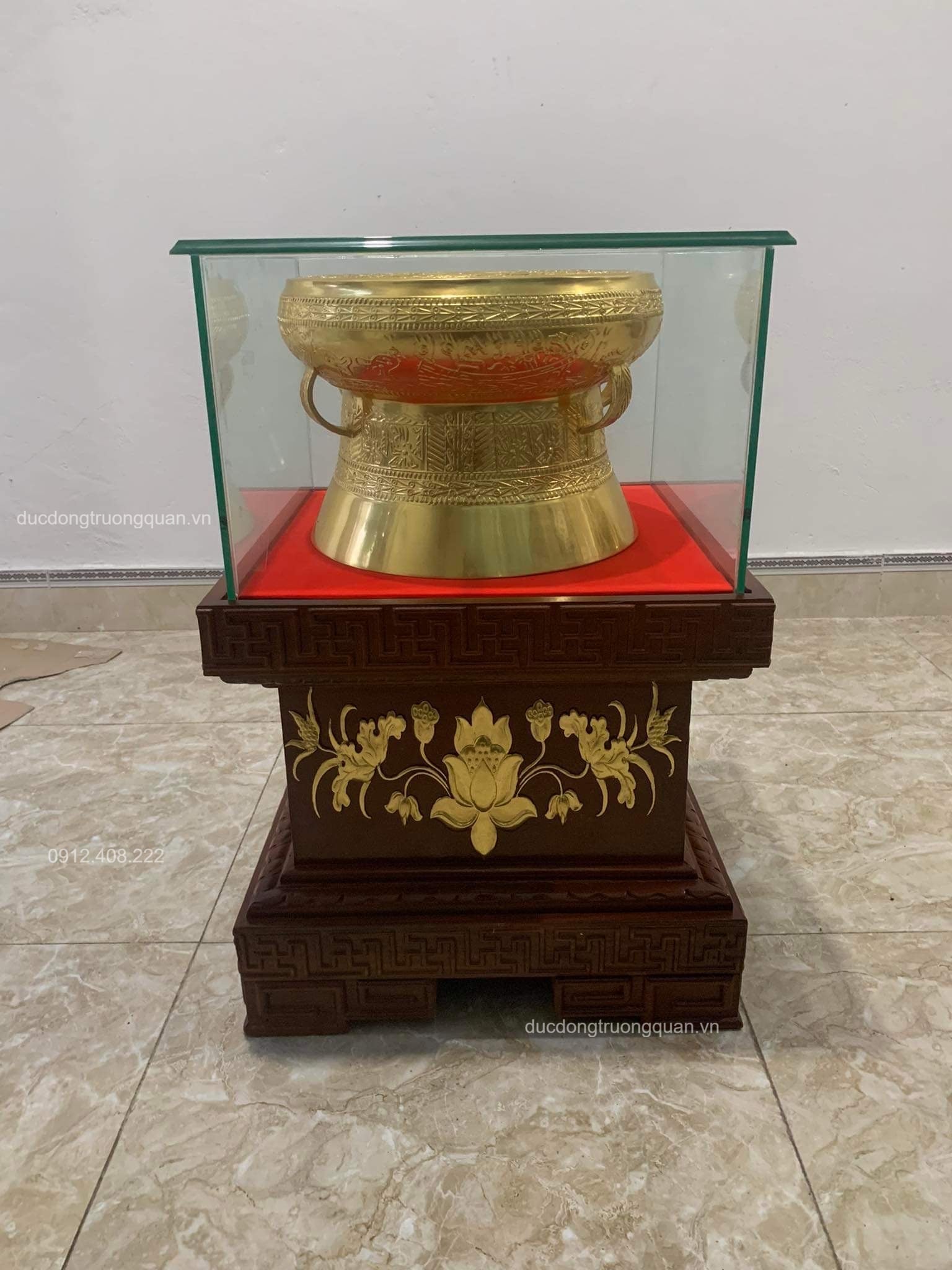 Quả Trống Đồng Dát Vàng 24K