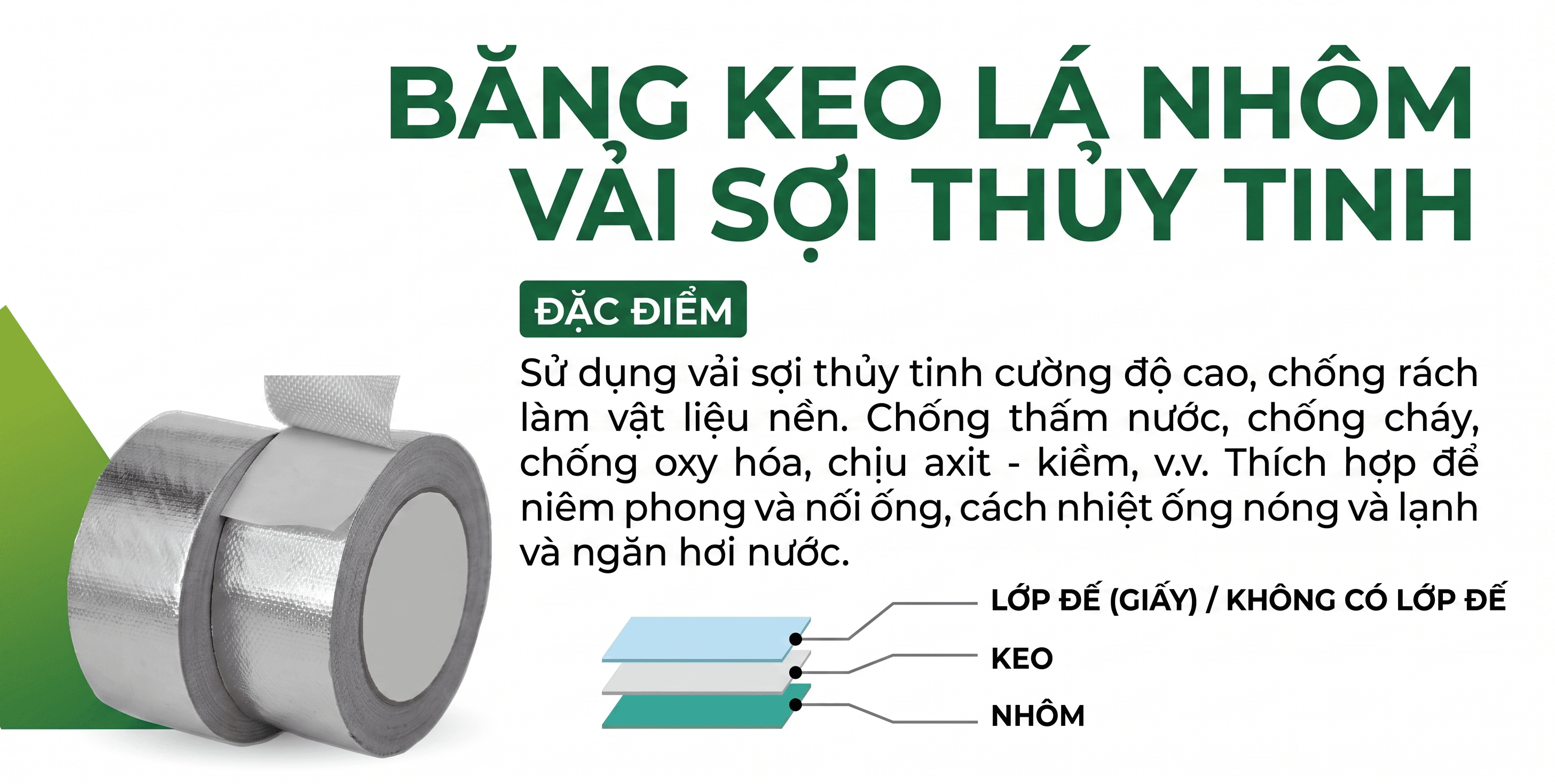 Băng Keo Lá Nhôm Vải Sợi Thủy Tinh