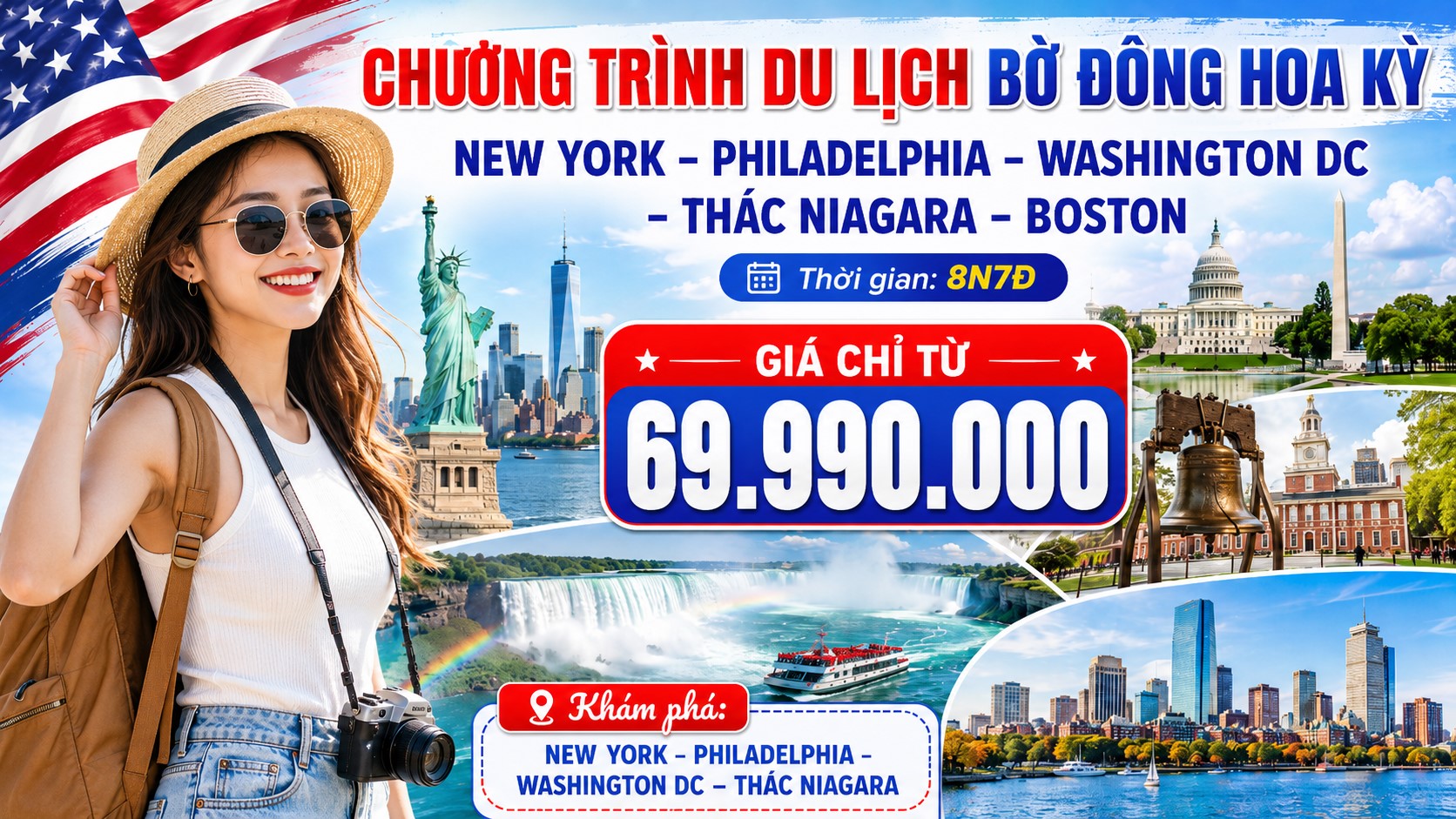 Chương Trình Du Lịch Mỹ Bờ Đông Giá Rẻ Kết Hợp Thăm Thân
