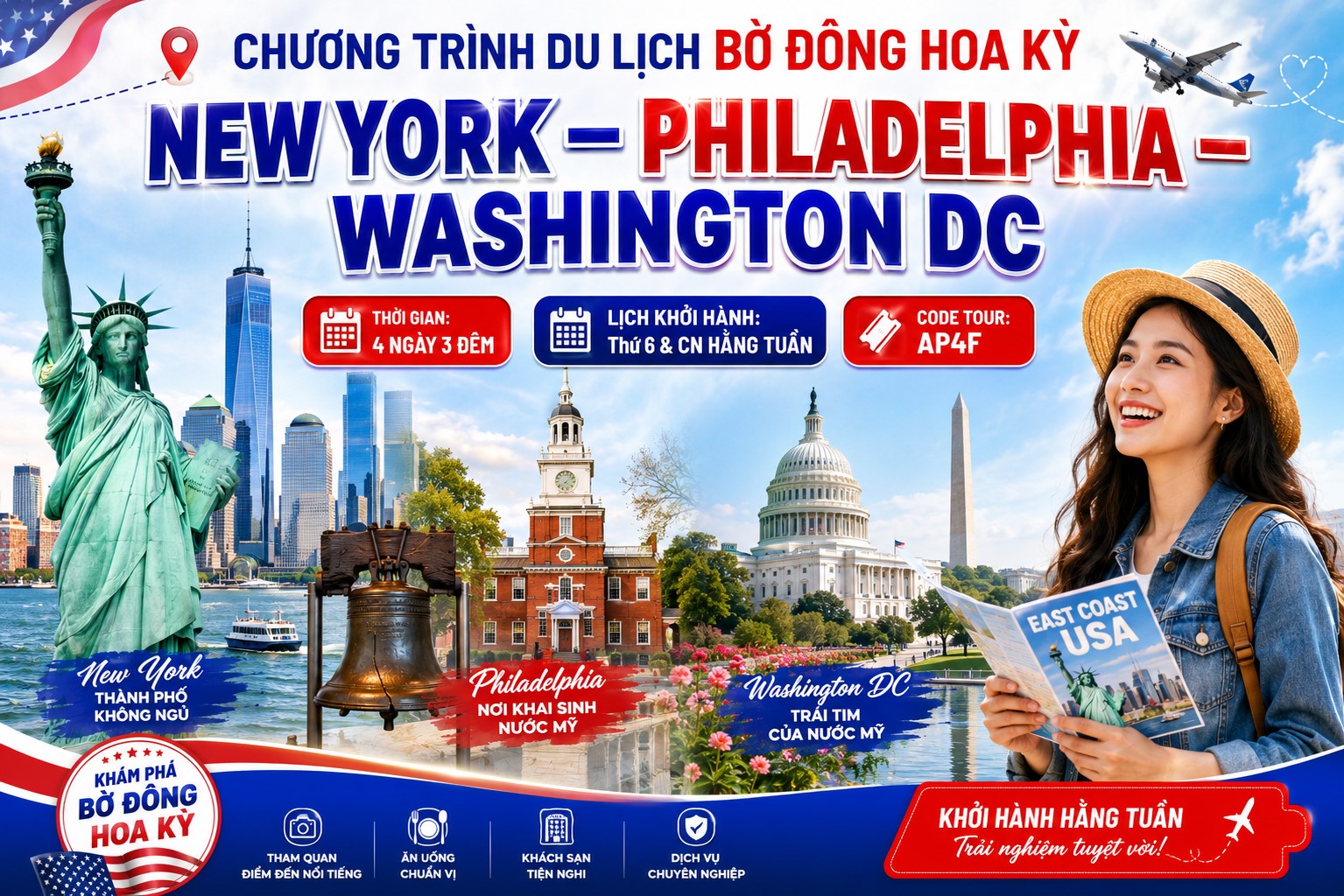 AP4F - CHƯƠNG TRÌNH DU LỊCH BỜ ĐÔNG HOA KỲ NEW YORK – PHILADELPHIA – WASHINGTON DC