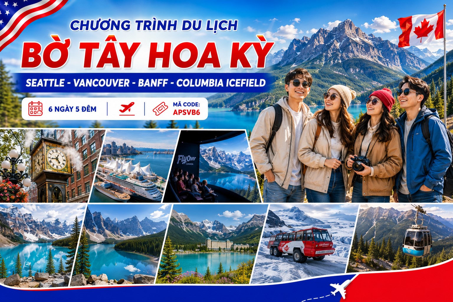 APSVB6 - CHƯƠNG TRÌNH DU LỊCH BỜ TÂY HOA KỲ  SEATTLE - VANCOUVER - VƯỜN QUỐC GIA BANFF - SÔNG BĂNG COLUMBIA