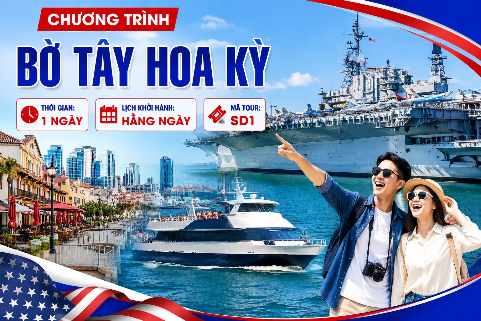 SD1 - CHƯƠNG TRÌNH BỜ TÂY HOA KỲ SAN DIEGO CITY TOUR
