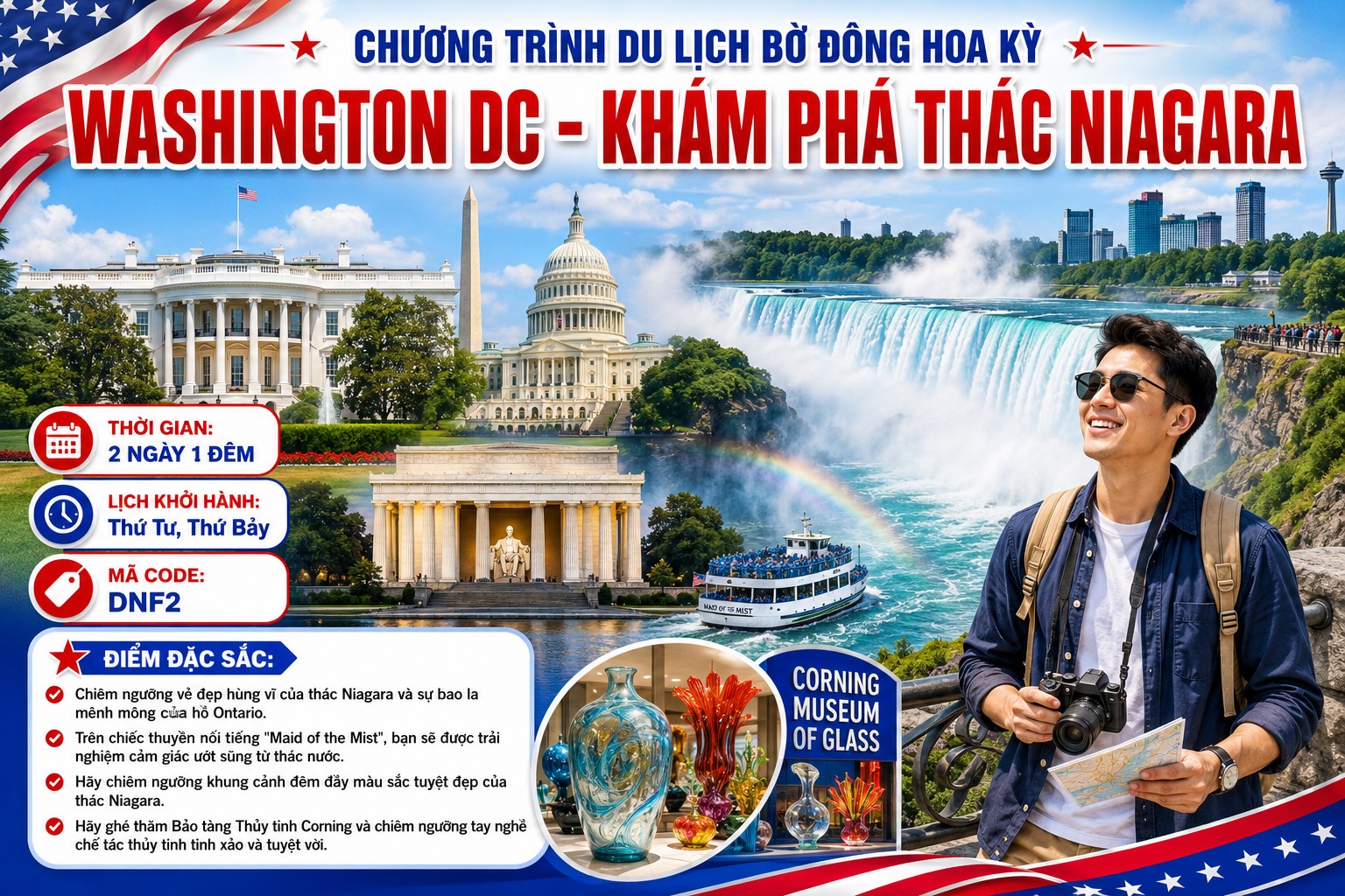 DNF2 - CHƯƠNG TRÌNH DU LỊCH BỜ ĐÔNG HOA KỲ  WASHINGTON DC - KHÁM PHÁ THÁC NIAGARA
