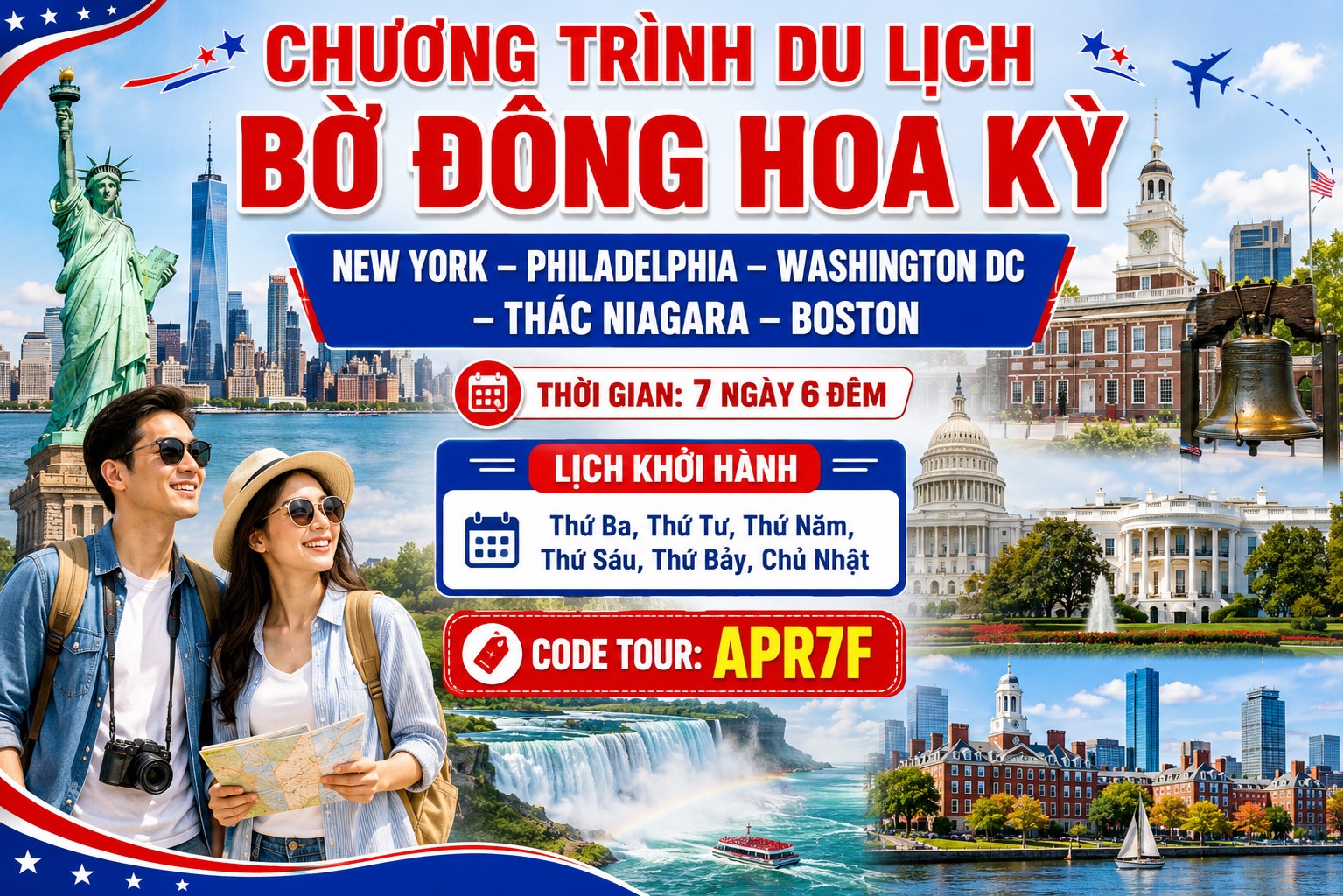APR7F - CHƯƠNG TRÌNH DU LỊCH BỜ ĐÔNG HOA KỲ  NEW YORK – PHILADELPHIA – WASHINGTON DC – THÁC NIAGARA – BOSTON