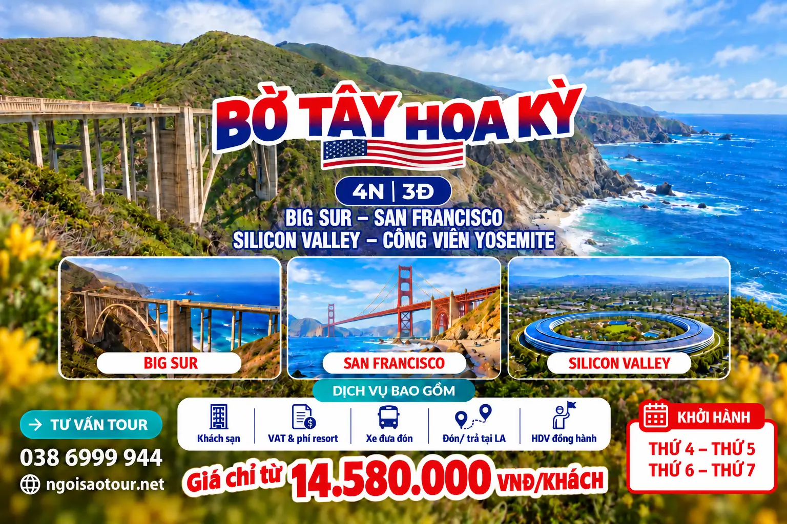 SF4-A: LOS ANGELES - SAN FRANCISCO – SILLICON VALLEY – CÔNG VIÊN YOSEMITE