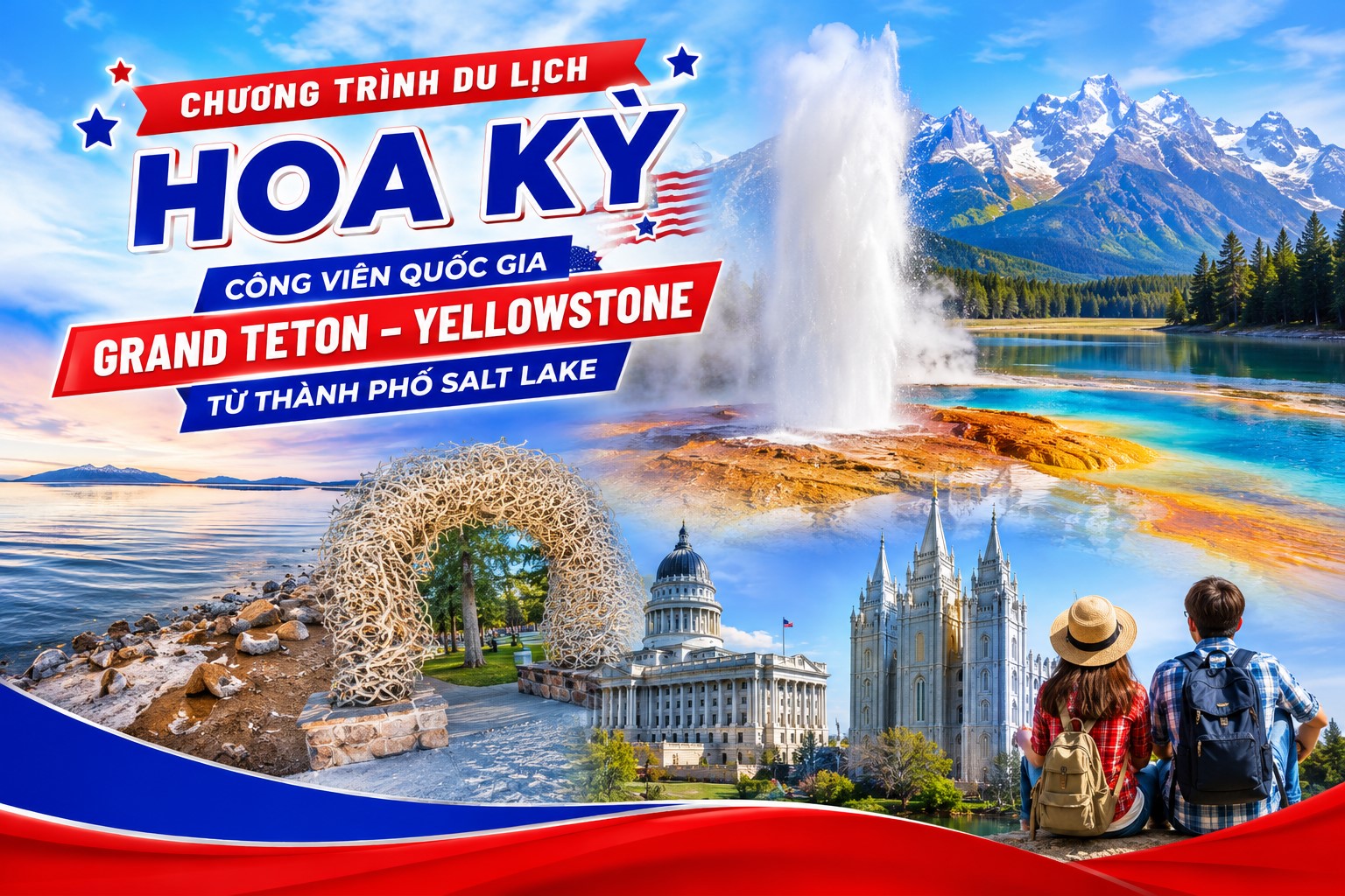 Y5 - CHƯƠNG TRÌNH DU LỊCH HOA KỲ  CÔNG VIÊN QUỐC GIA GRAND TETON – YELLOWSTONE TỪ THÀNH PHỐ SALT LAKE