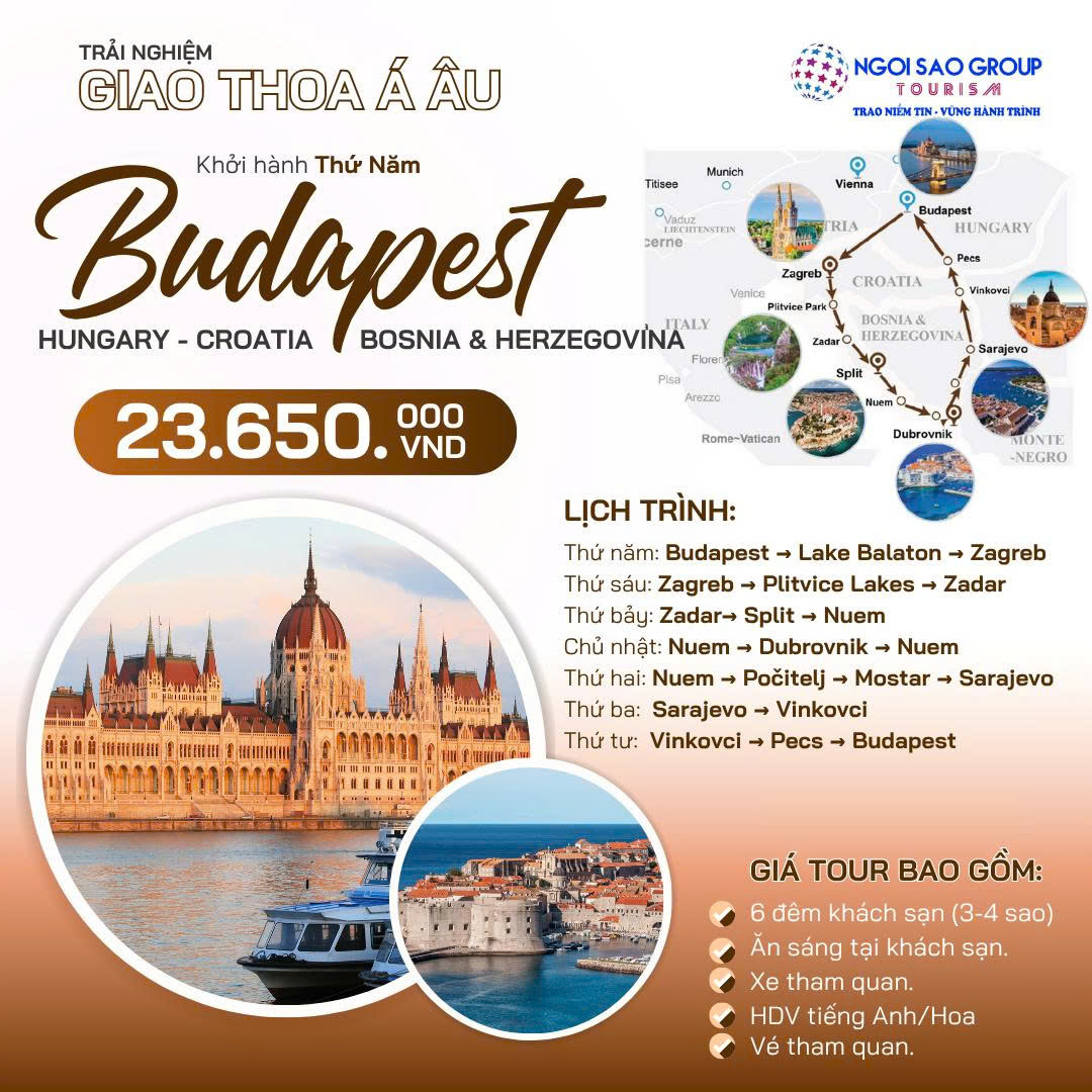 GIAO THOA Á ÂU: HUNGARY - CROATIA - BOSNIA & HERZEGOVINA