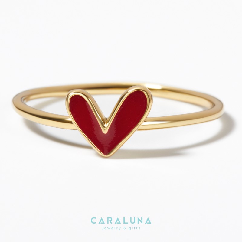 Nhẫn Bạc 925 Enamel Trái Tim Đỏ My Love