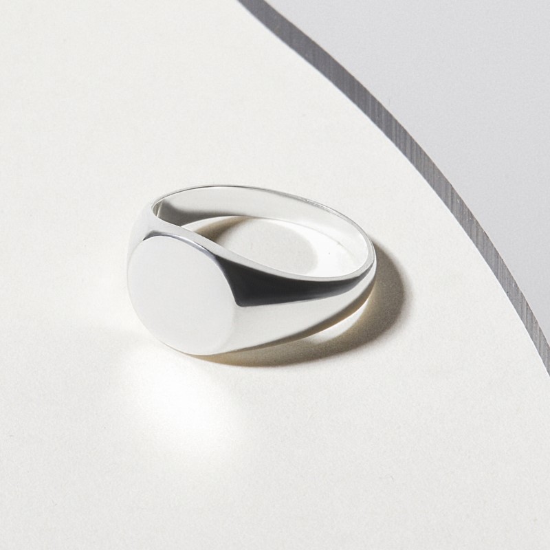 Nhẫn Bạc 925 Mặt Oval Trơn Bản Lớn Signet Ring