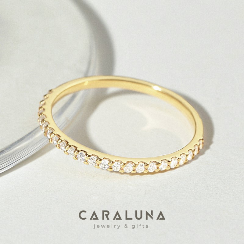 Nhẫn Bạc 925 Thanh Mảnh Đính Đá Dainty Pave