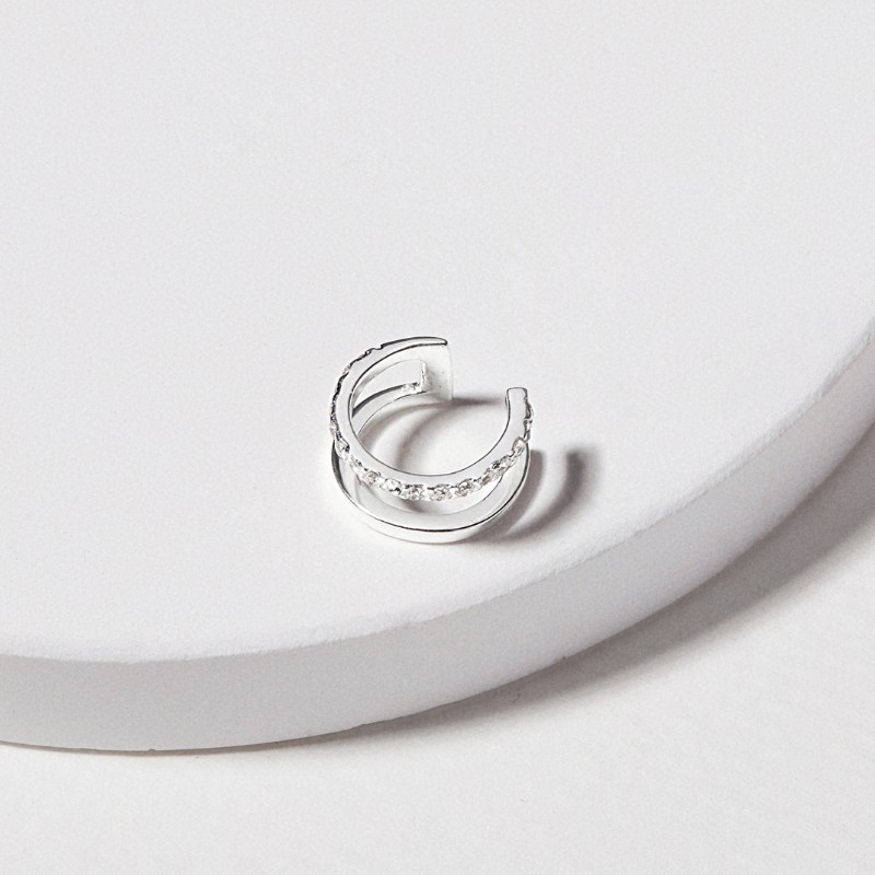 (1 Cái) Khuyên Tai Kẹp Vành Bạc 925 Đính Đá Pave Ear Cuff - VCE06