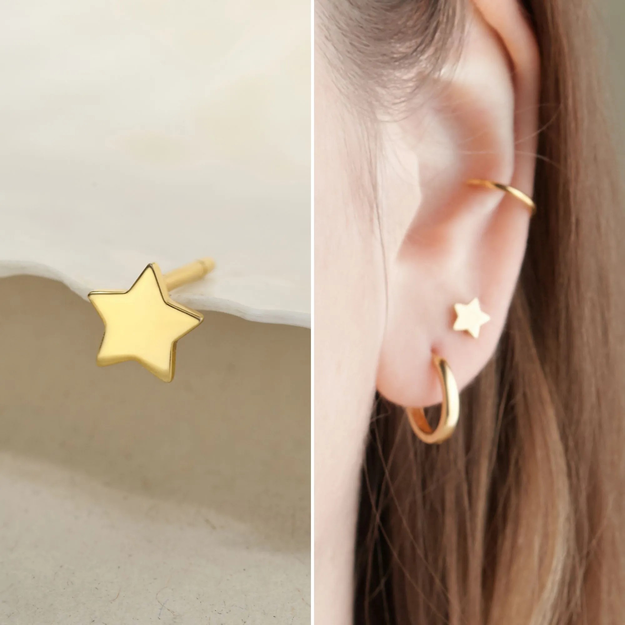 (1 Cái) Khuyên Tai Stud Bạc 925 Ngôi Sao 5 Cánh Starry Stud - BE20-L